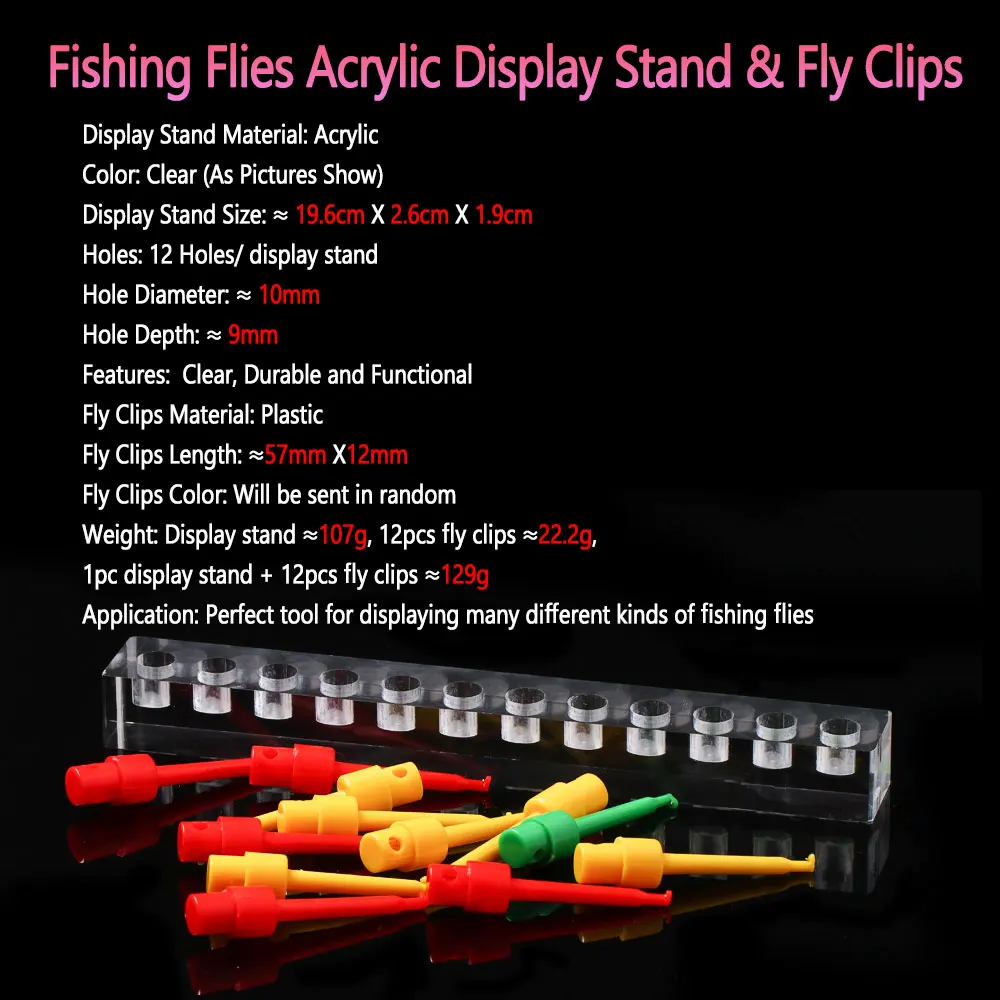 Bimoo-soporte acrílico para exhibición de moscas, Clips de almacenamiento, Señuelos de Pesca estante para, accesorios para herramientas de pesca con mosca - imagen 2