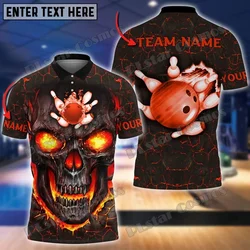 Polo Premium estampado 3D calavera y llama personalizable verano