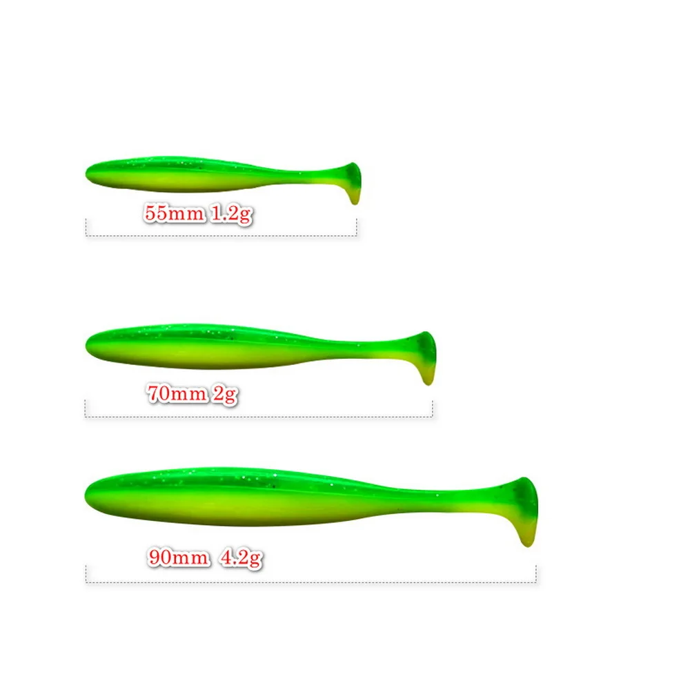 Señuelo de pesca 55mm 70mm 90mm T cola gusano cebo suave Jigging Wobblers aparejos lubina Lucio Artificial silicona Swimbait - imagen 3
