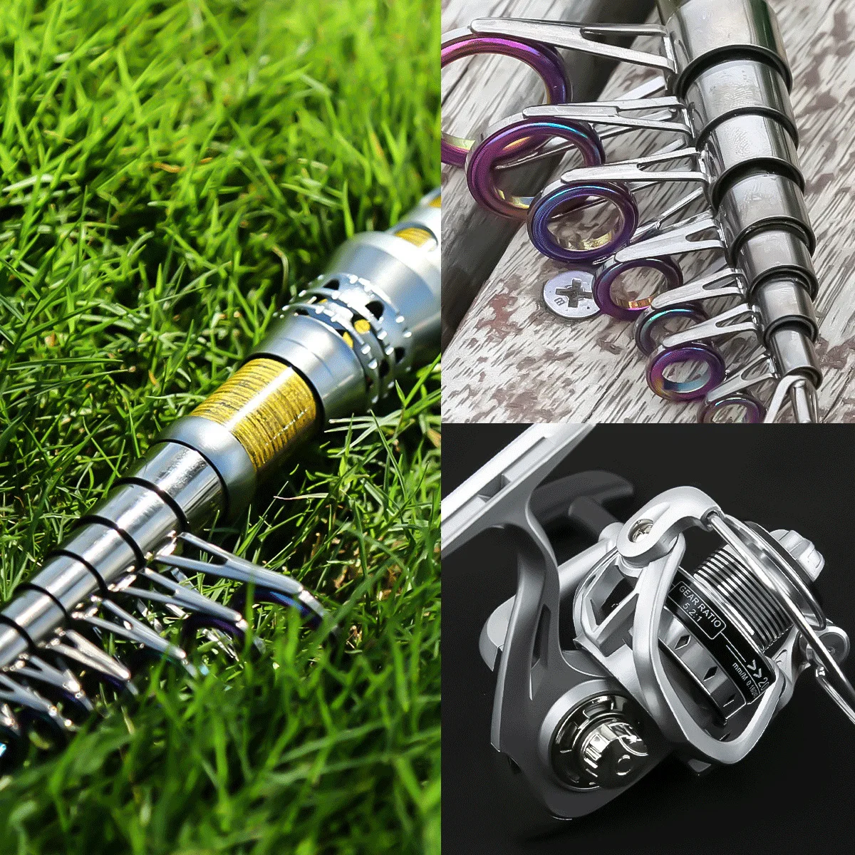 Juego de caña y ruedas de equipo de pesca, caña de pescar de mar Luya de tiro lejano y carrete, caña giratoria telescópica combinada - imagen 3