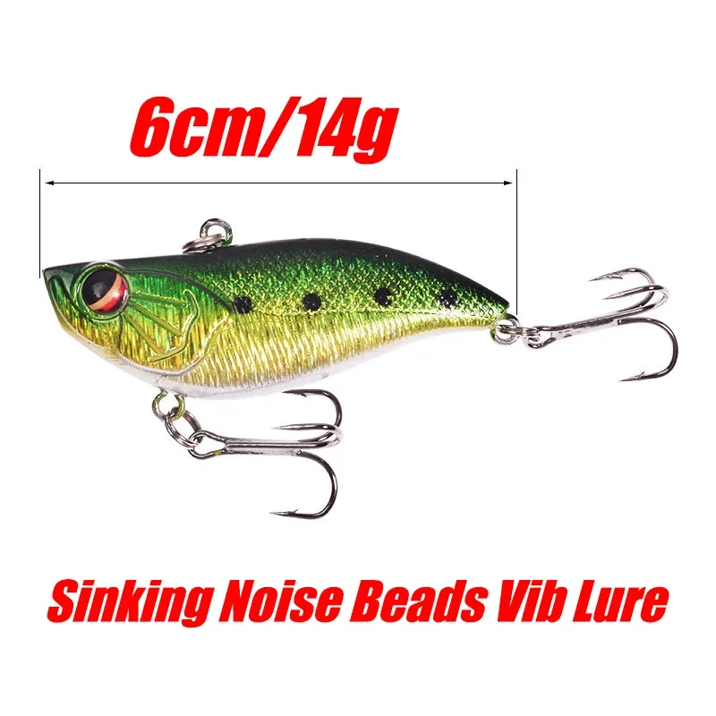 Señuelo de pesca Vib que se hunde, 6cm, 14g, vibración, Wobblers, cebo duro Artificial de plástico con ganchos para aparejos de Lucio, 1 ud. - imagen 3