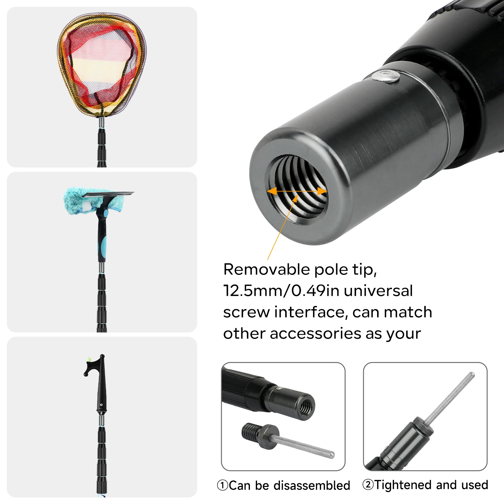 SANLIKE-postos telescópicos impermeables de 2,7 m, postes ajustables de fibra de carbono con tapas iluminadas para toldos para acampar al aire libre - imagen 3