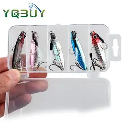 Caja de 5 senuelos jigging cuchara metalicos