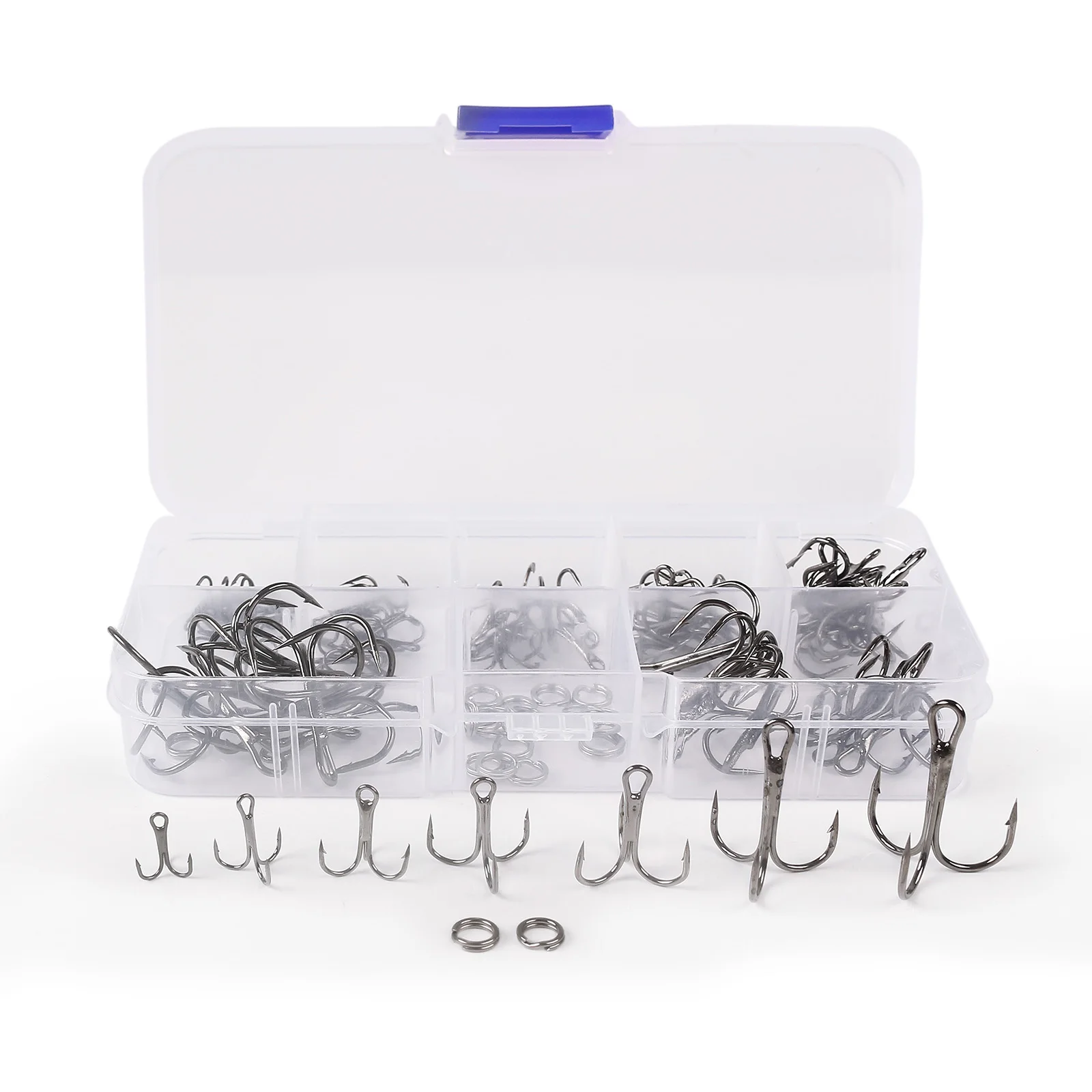 Accesorios para señuelos, incluye modelos de diferentes tamaños, anzuelo triple y anillo dividido, anzuelos afilados con púas, aparejos de pesca par, 90 unidades - imagen 2