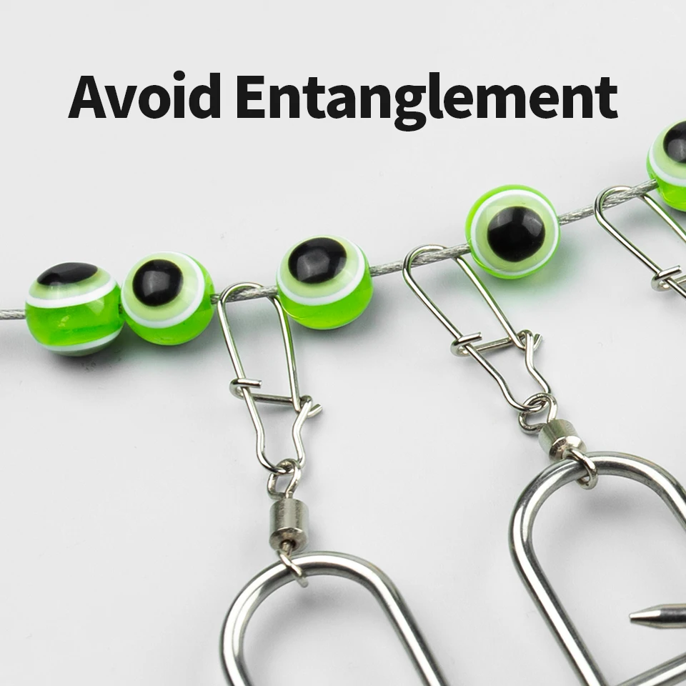 LINNHUE-hebilla de bloqueo de pesca estirable, carrete de mosca, 8 broches, cadena de acero inoxidable de pato con flotador, cinturón de bloqueo de señuelo vivo - imagen 5