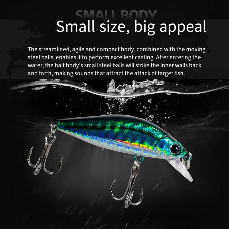 1 Uds Mini Minnow Señuelos de Pesca Wobblers 4,5 cm 3,5g hundimiento cebo duro de plástico Artificial Crankbait Jerkbait Pesca aparejos de lubina - imagen 2