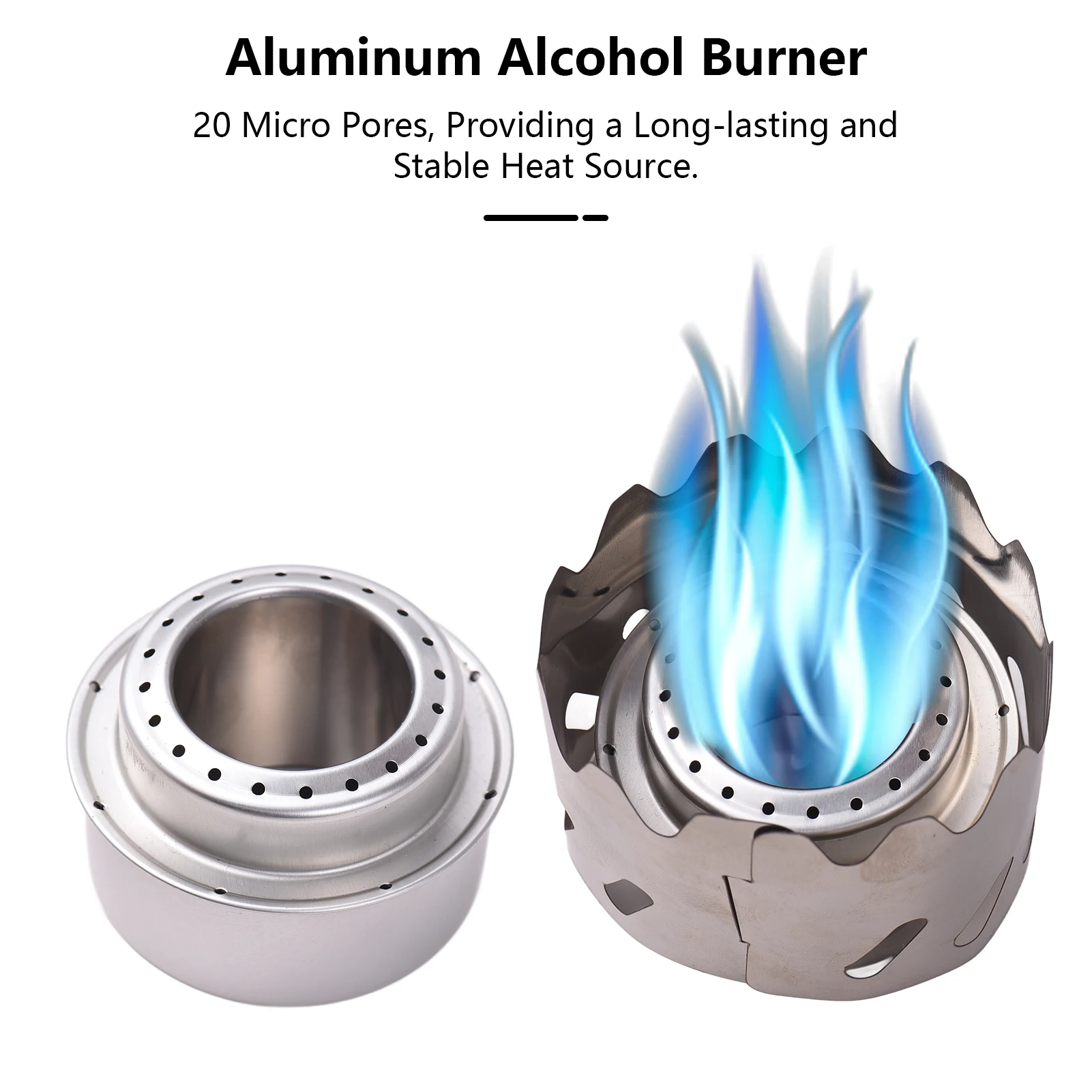 Juego de cocina para acampar Ti, 500ml, taza, tenedor, cuchara, estufa de Alcohol, parabrisas, juegos de cocina portátiles para acampar para 1 persona - imagen 3