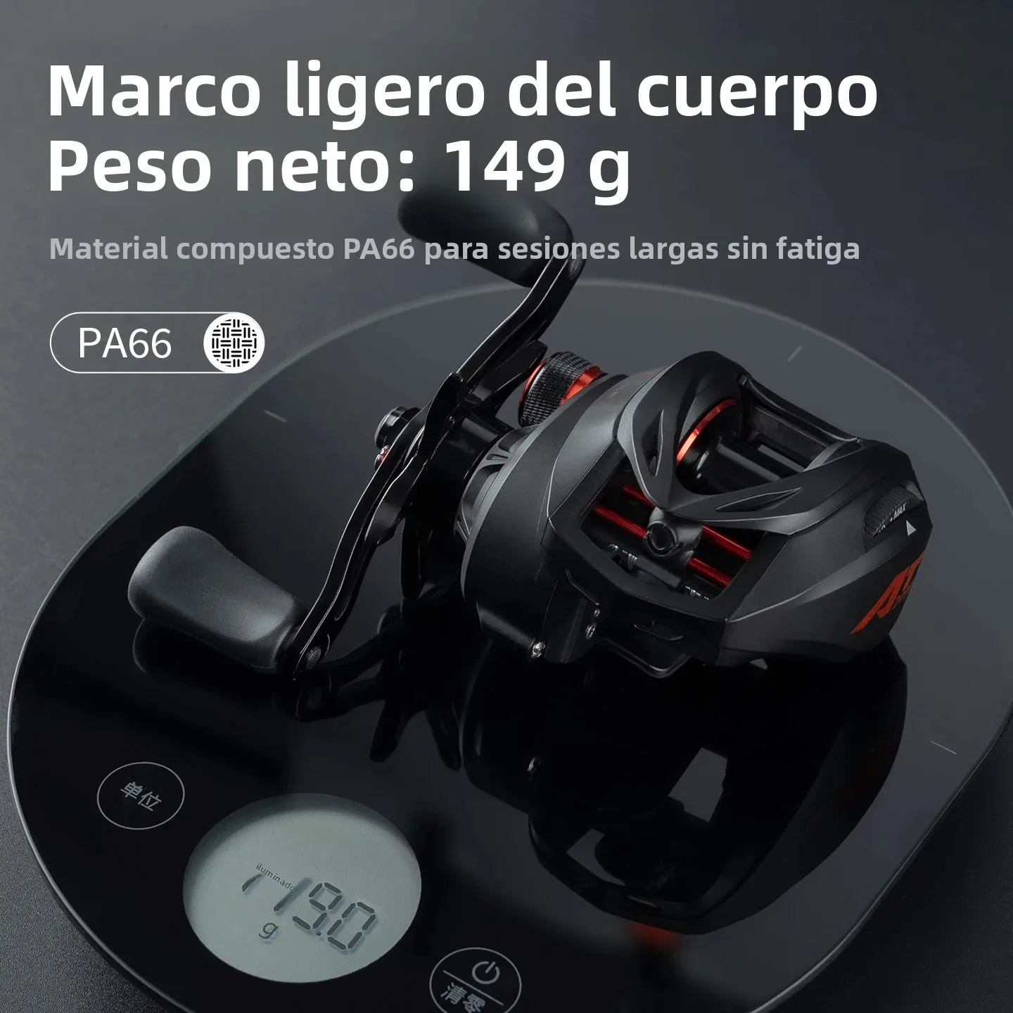 Carrete de pesca Baitcast ultraligero AT2000 para niños, 149g, 4 + 1BB, 7,1: 1 GR, 6kg de arrastre máximo, doble brazo oscilante para agua dulce y salada - imagen 4