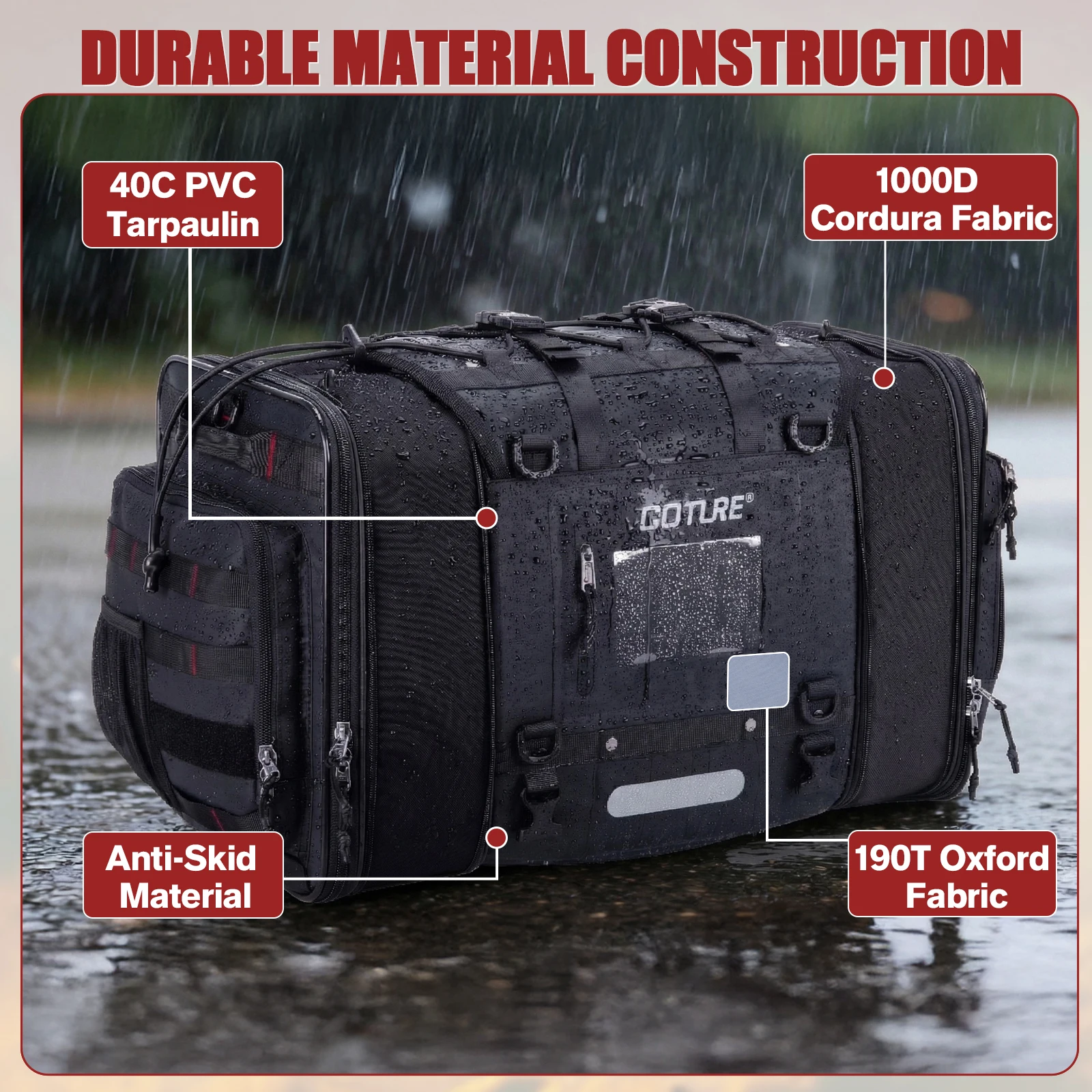 Goture Bolsa trasera impermeable expandible para moto – viajes camping - imagen 5