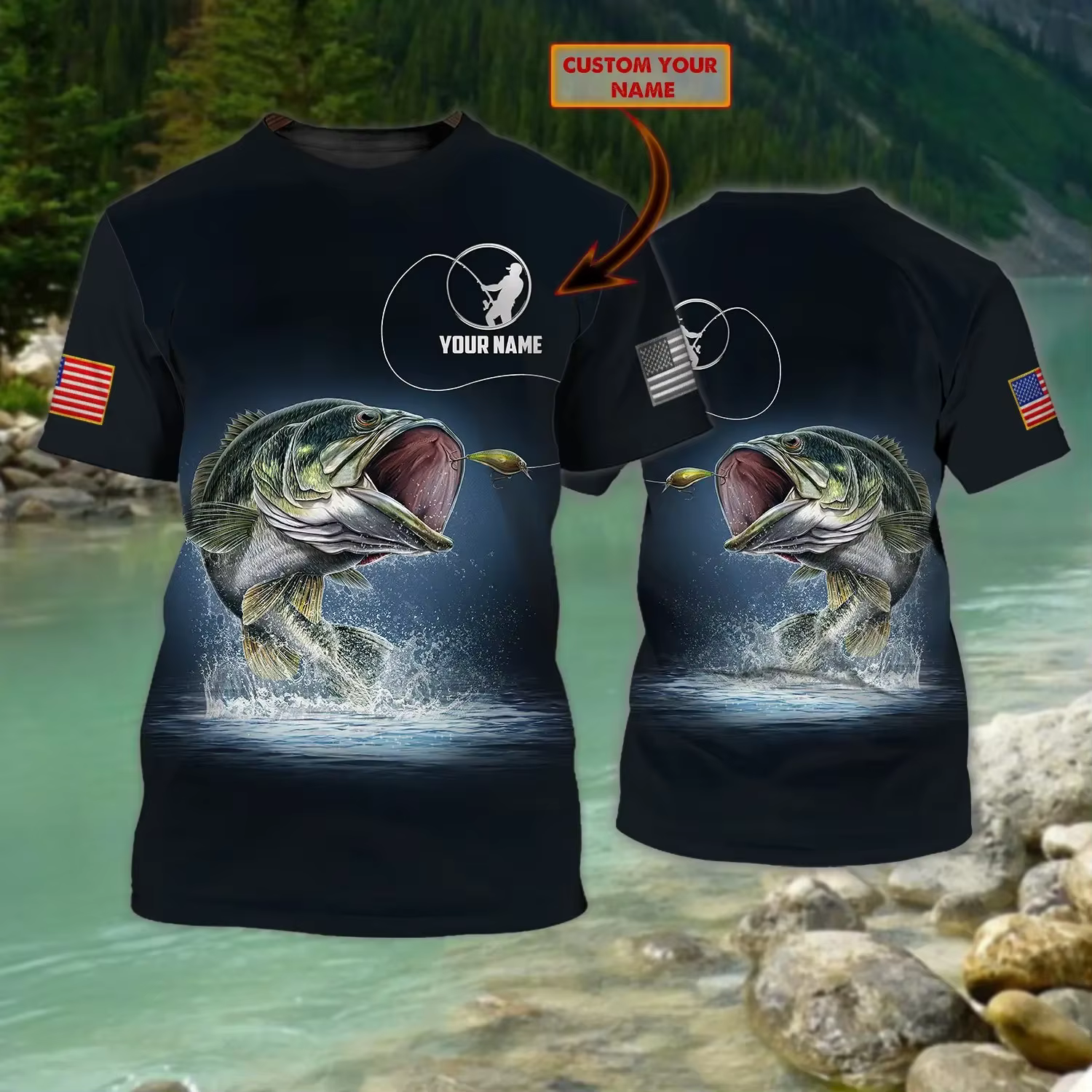 Camiseta de Pesca Personalizada con Nombre 3D – Manga Corta - imagen 5