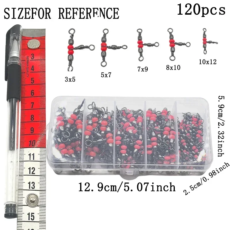 40/120 piezas divisor de cuentas rojas anillo de ocho dígitos nueva herramienta de pesca giratoria de tres puntas japonesa - imagen 5