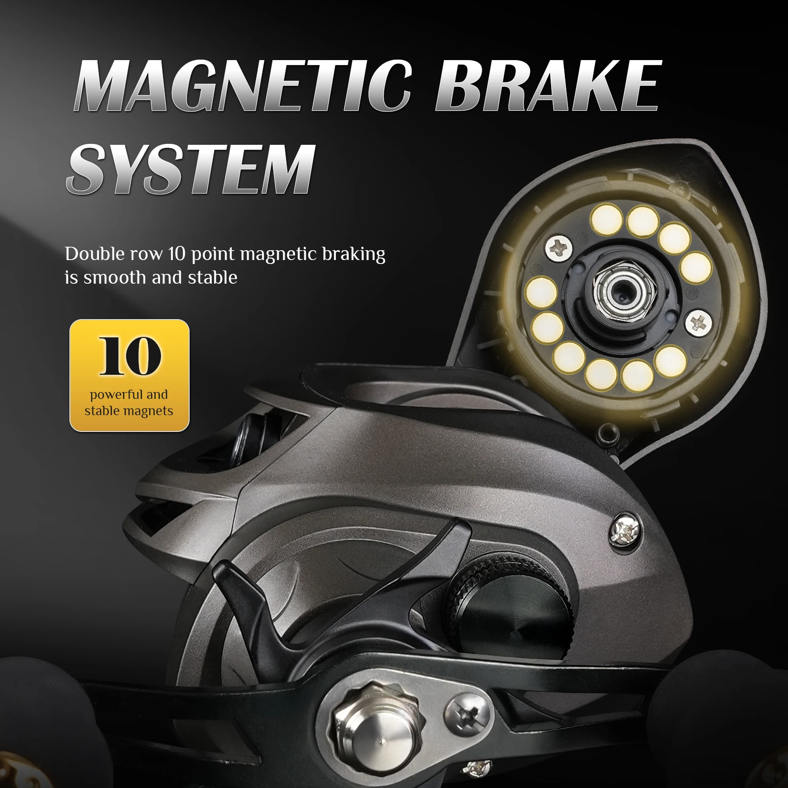 Rooblinos AK Series, relación de engranaje 7,2: 1, rodamiento de bolas 2 + 1, arrastre máximo de 18 libras, carrete de Baitcasting, para agua dulce y salada - imagen 3