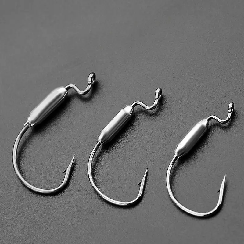 Anzuelo de pesca ponderado, 5 uds., 2g/2,5g/3g, anzuelos de pesca para lubina, señuelo suave, anzuelos de gusano para agua dulce - imagen 4