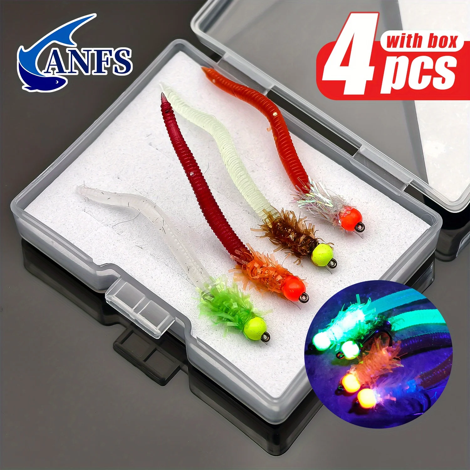 ANFS Moscas de pesca con vinilo para gusano - imagen 2