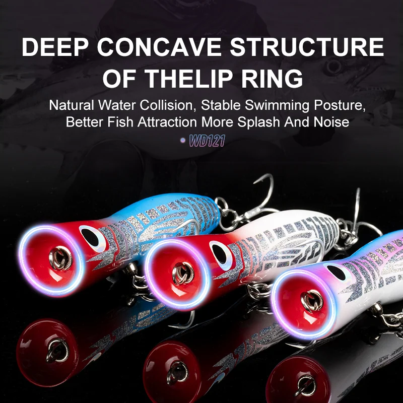 OBSESSION WD121 35g 135mm señuelo Popper de madera barco de aguas profundas cebo de curricán Wobblers de agua salada Pesca GT señuelos Popper de madera - imagen 3