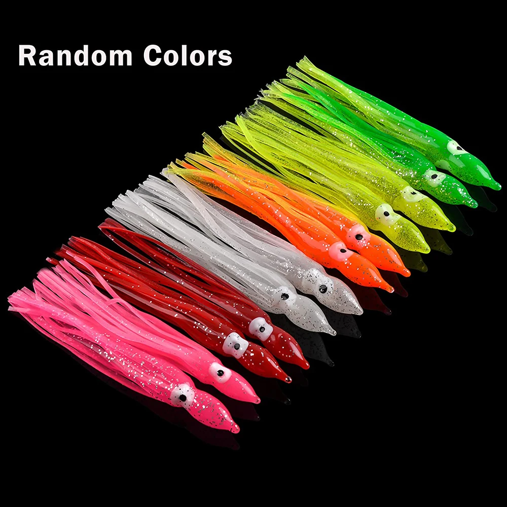 Señuelos de Pesca de pulpo, faldas de calamar, señuelos de plástico suave, cebo de arrastre para agua salada, aparejos de cebo de Jigging Artificial de silicona - imagen 5