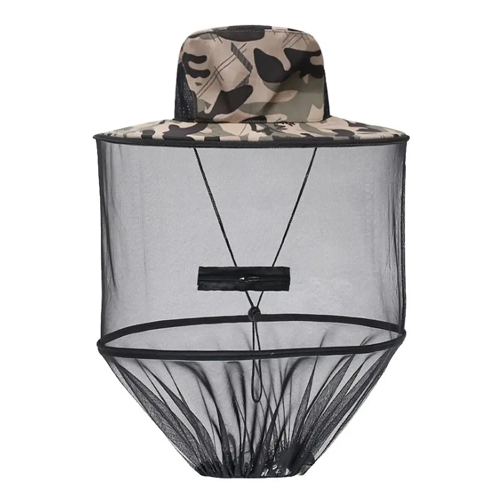 Hombres Mujeres Red Mesh Casual Plegable Mosquito Hat Protector solar al aire libre Repelente Protección Gorra de pesca - imagen 3