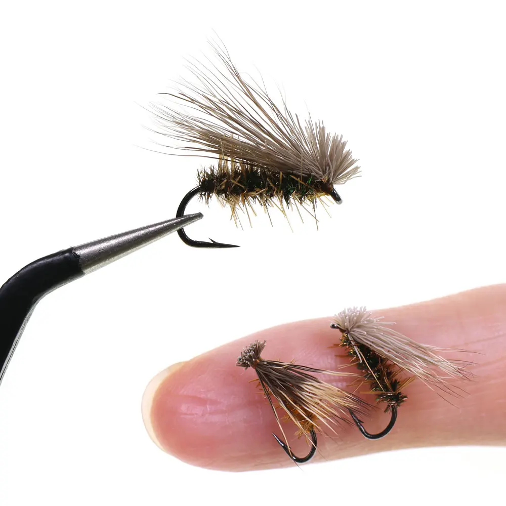 Bimoo 6PCS # 14 pelo de alce Caddis mosca flotante pelo de ciervo Stonefly mosca seca trucha emergente Artificial Mayfly Grayling Señuelos de pesca - imagen 5