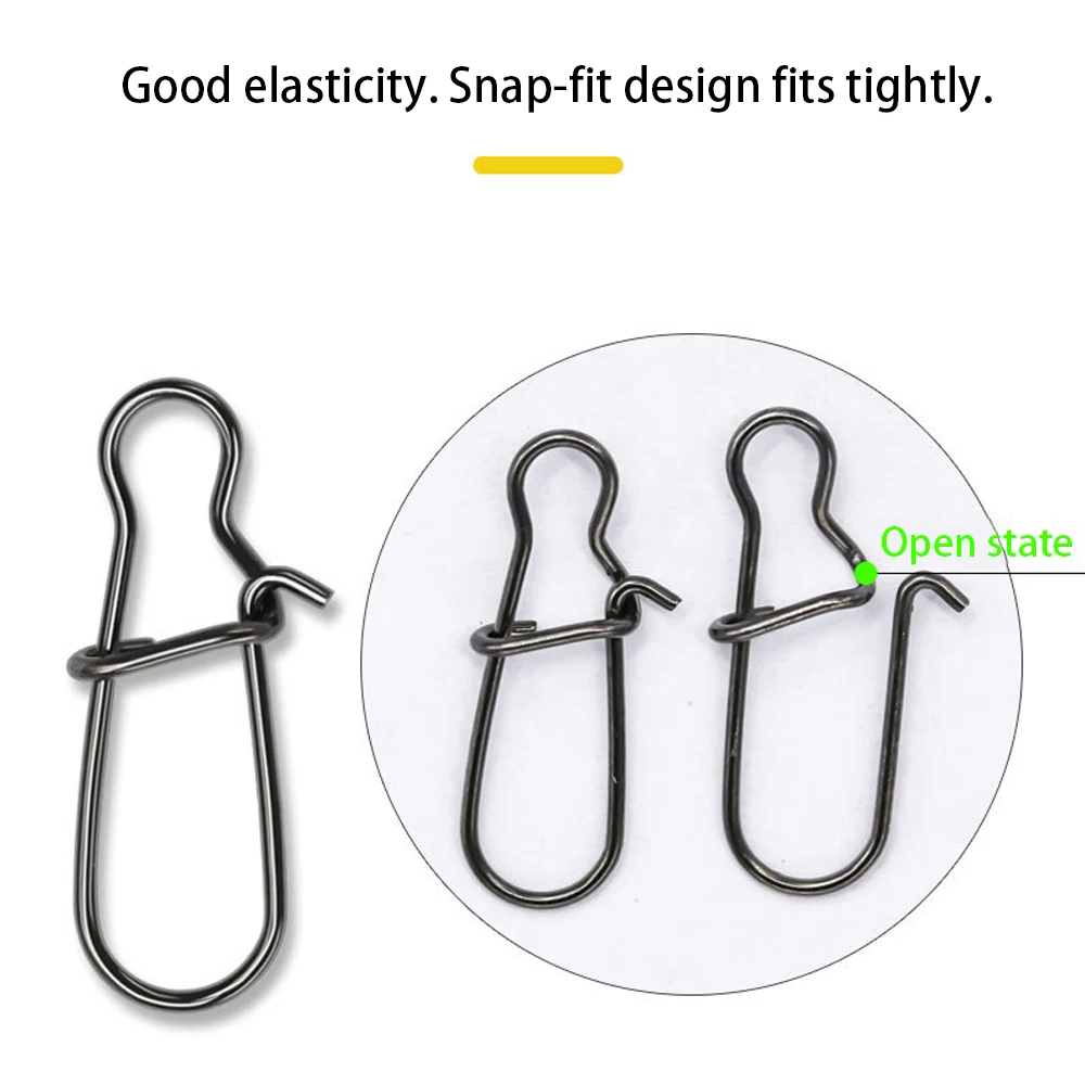TIANNSII-broches de pesca de acero inoxidable, Clips de cierre de tamaño 000-6, accesorios de conector de seguridad, aparejos para señuelos, gancho, 50 unidades por lote - imagen 4