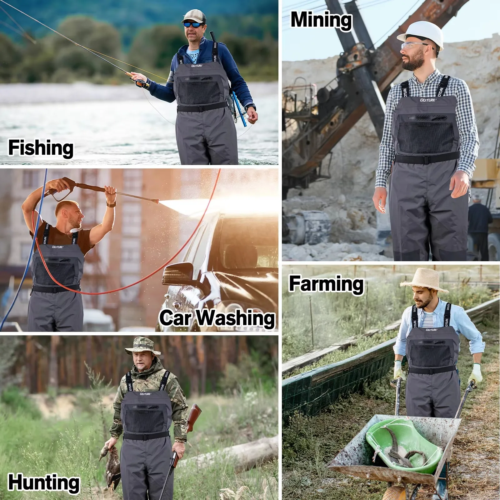 Vadeadores de pesca impermeables Goture – Forro polar con calentadores