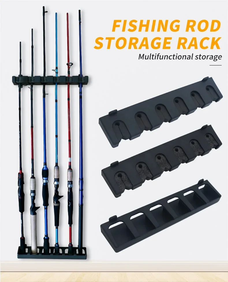 Soporte de pared para cañas de pesca con 6 orificios - Estante - imagen 5