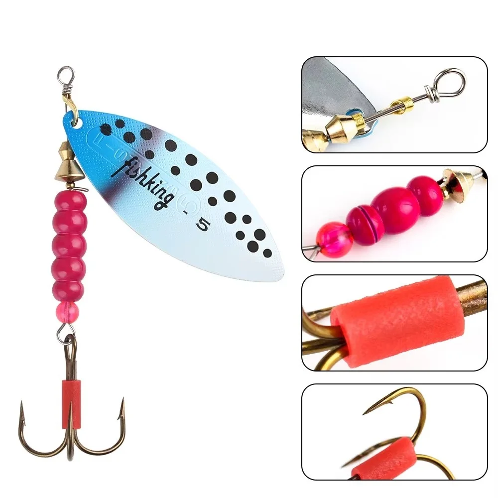 Cebo giratorio de Metal, 4,4g, 7,1g, 12,6g, 17,7g, 26,2g, señuelos tipo cuchara con anzuelos triples, cebo artificial, señuelo de pesca de Lucio - imagen 5