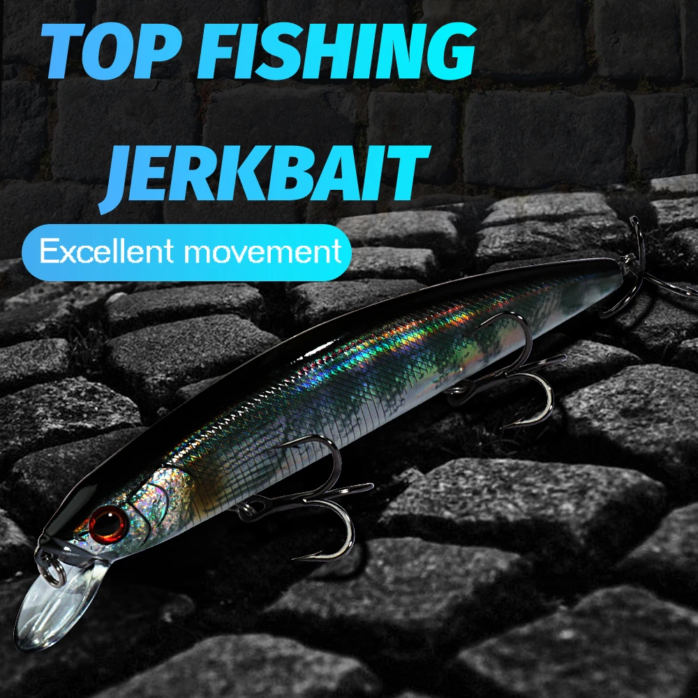 Señuelo de pesca de agua superior, sistema de peso, suspensión Wobbler, 3 anzuelos fuertes, Jerkbait, Swimbait, Crankbait, cebo de silicona, 14cm, 24g - imagen 3
