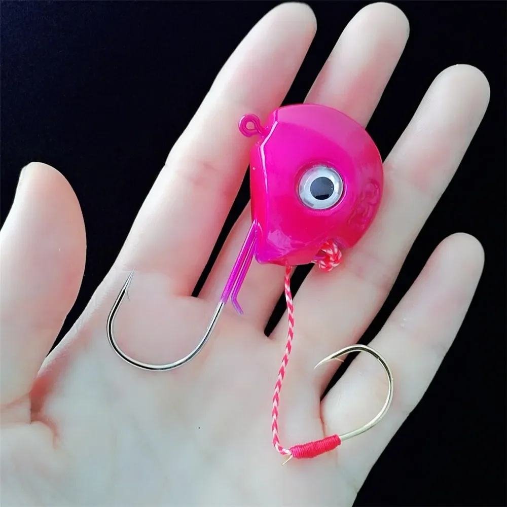 Swolfy-anzuelo de pesca con cabeza de anzuelo, anzuelo de gusano suave, manivela de Jigging, aparejos de pesca de Lucio, 80g, 100g - imagen 2