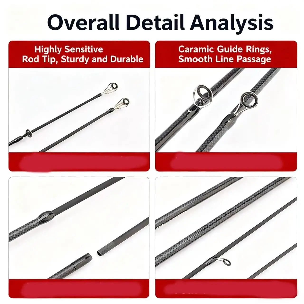 Caña de pescar giratoria ML, caña de pescar dura de acción, mango recto, caña de unión de dos piezas para equipo de pesca de agua dulce y salada - imagen 3