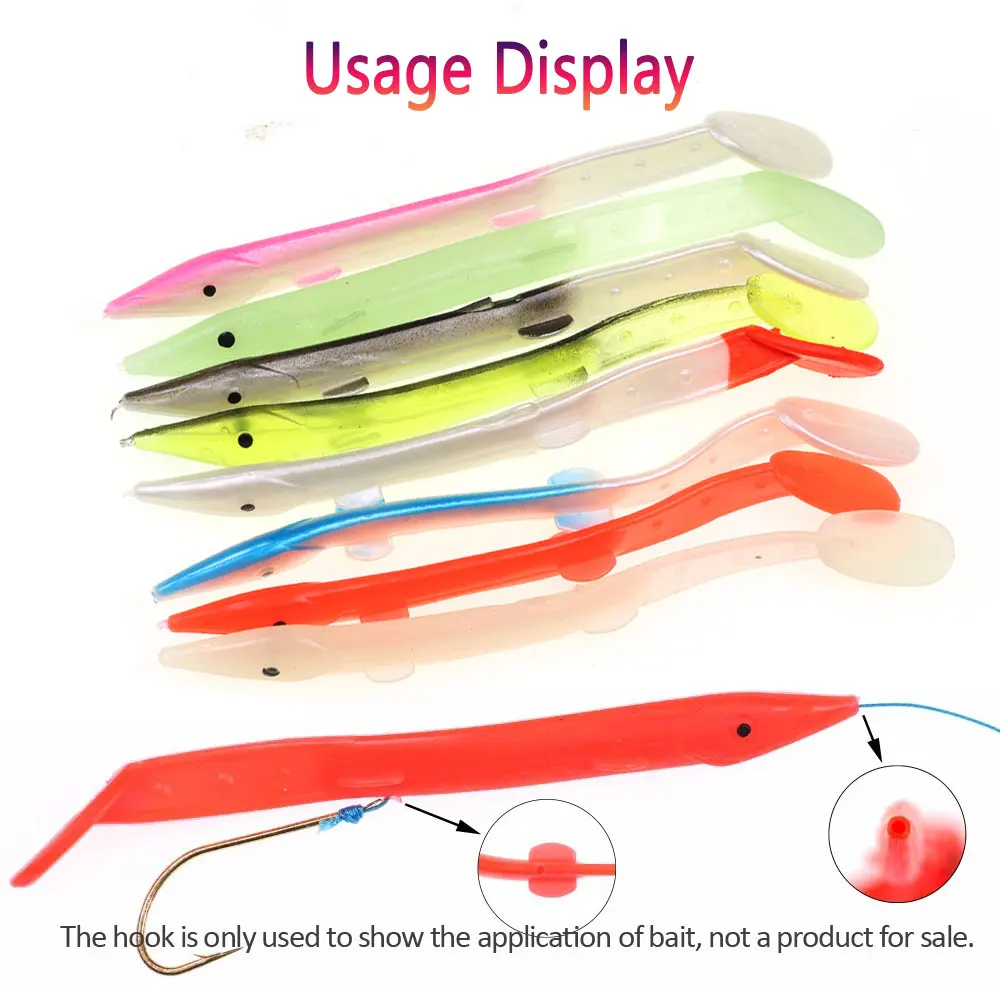 Señuelo de Anguila de plástico suave, 8 Uds., señuelo de pescado con ojo para aparejo Sabiki, Pesca en agua salada, cebo Sot, Wobblers, Pesca, aparejo de Pesca de lubina - imagen 5