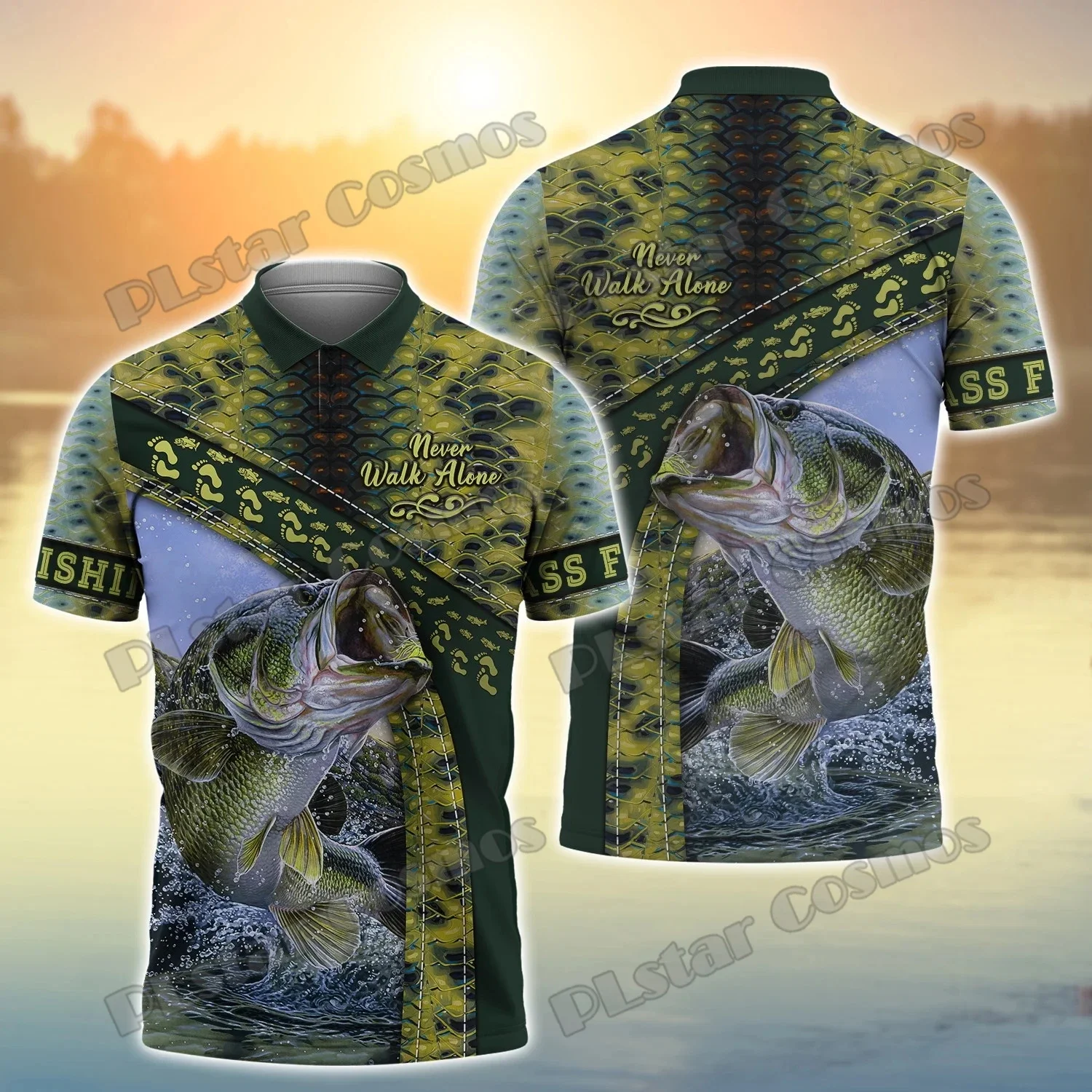PLstar Cosmos-Camiseta de manga corta para hombre, Polo con estampado 3D de lubina, Walleye y trucha, informal, de verano, PLP23 - imagen 2