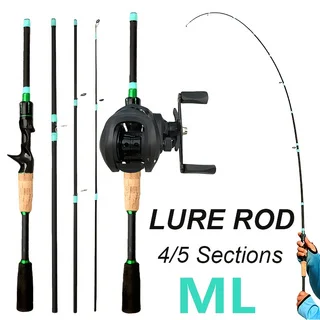 Caña de pescar con señuelo giratorio de 1,8/2,1 m y relación de engranaje 7,2: 1 Combo de carrete de Baitcasting para principiantes/aparejos de pesca avanzados