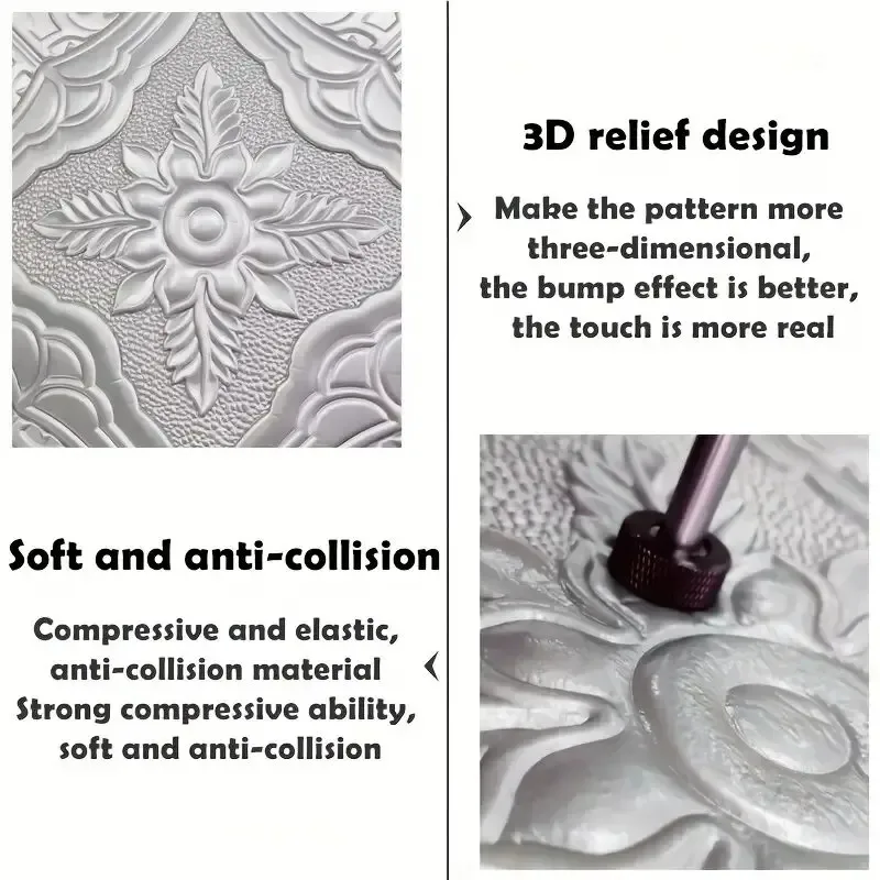 Papel pintado decorativo autoadhesivo 3D impermeable y a prueba de humedad 35*35 cm adecuado para paredes de techo y salón - imagen 5