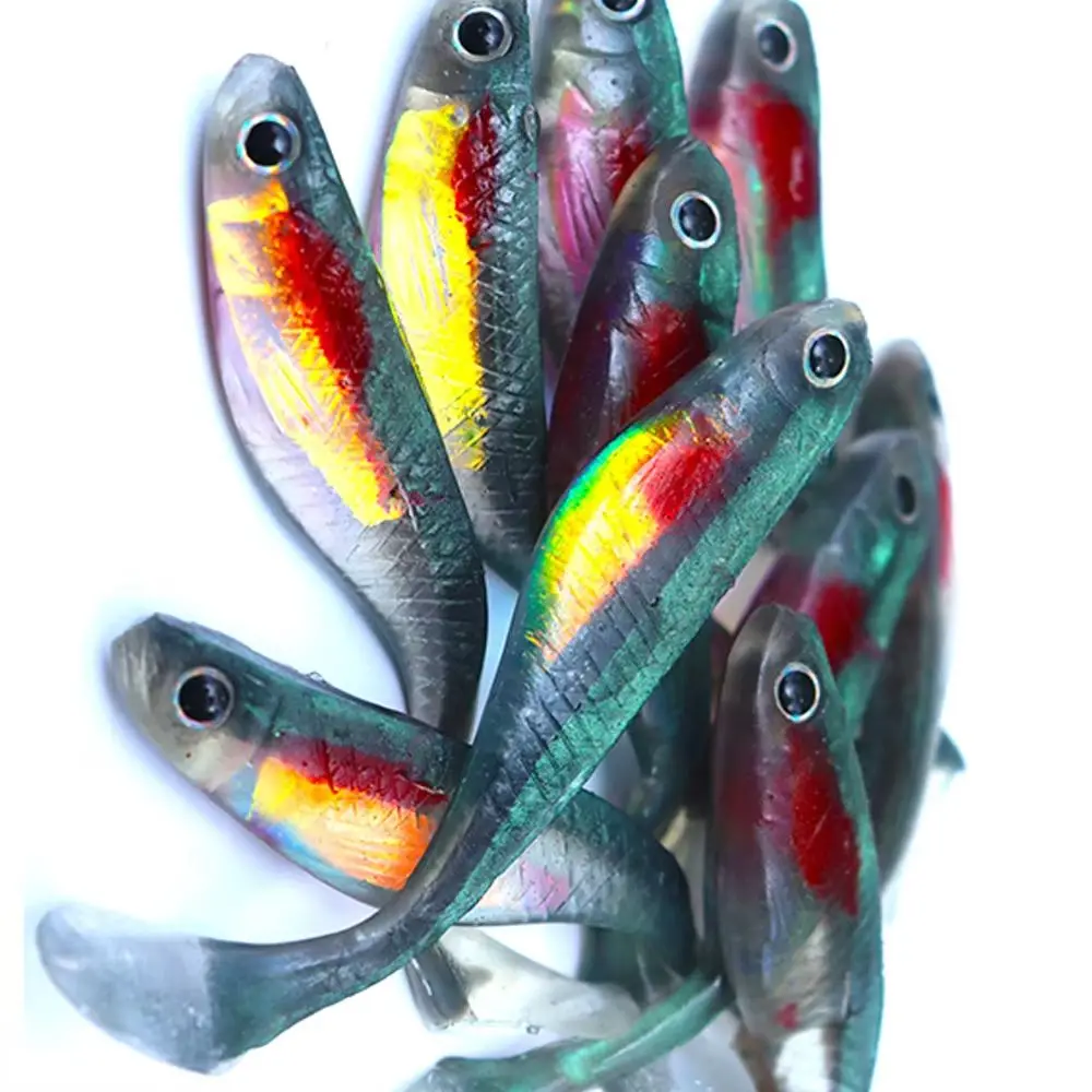 8,8 cm/5g Softbait 5 uds pesca en agua dulce salada señuelos blandos gusanos de pececillo de silicona Wobblers cebo Artificial aparejos de lubina plantillas - imagen 2