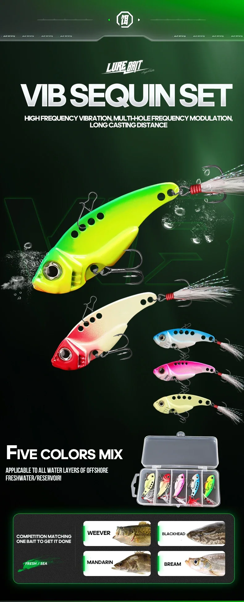 Set de 5 señuelos VIB Micro Metal Escamas