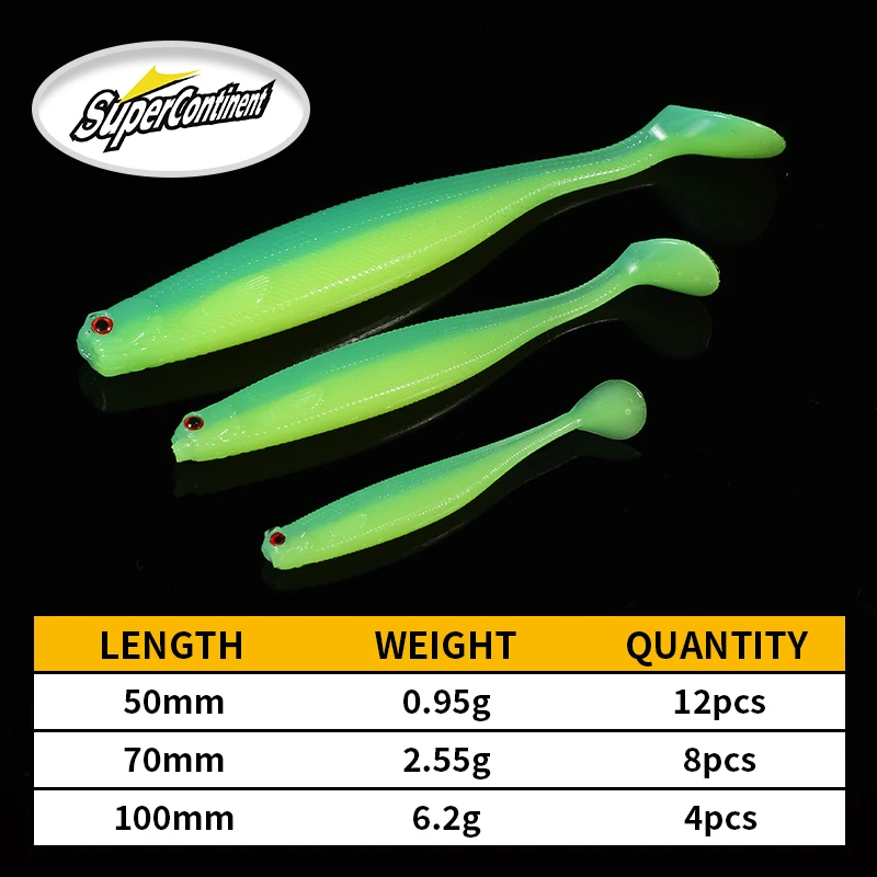 Nuevo supercontinente ShadTeez t-tail 50mm 70mm 100mm Pike Zander Predator pesca ojos 3d señuelo suave Señuelos de pesca - imagen 3