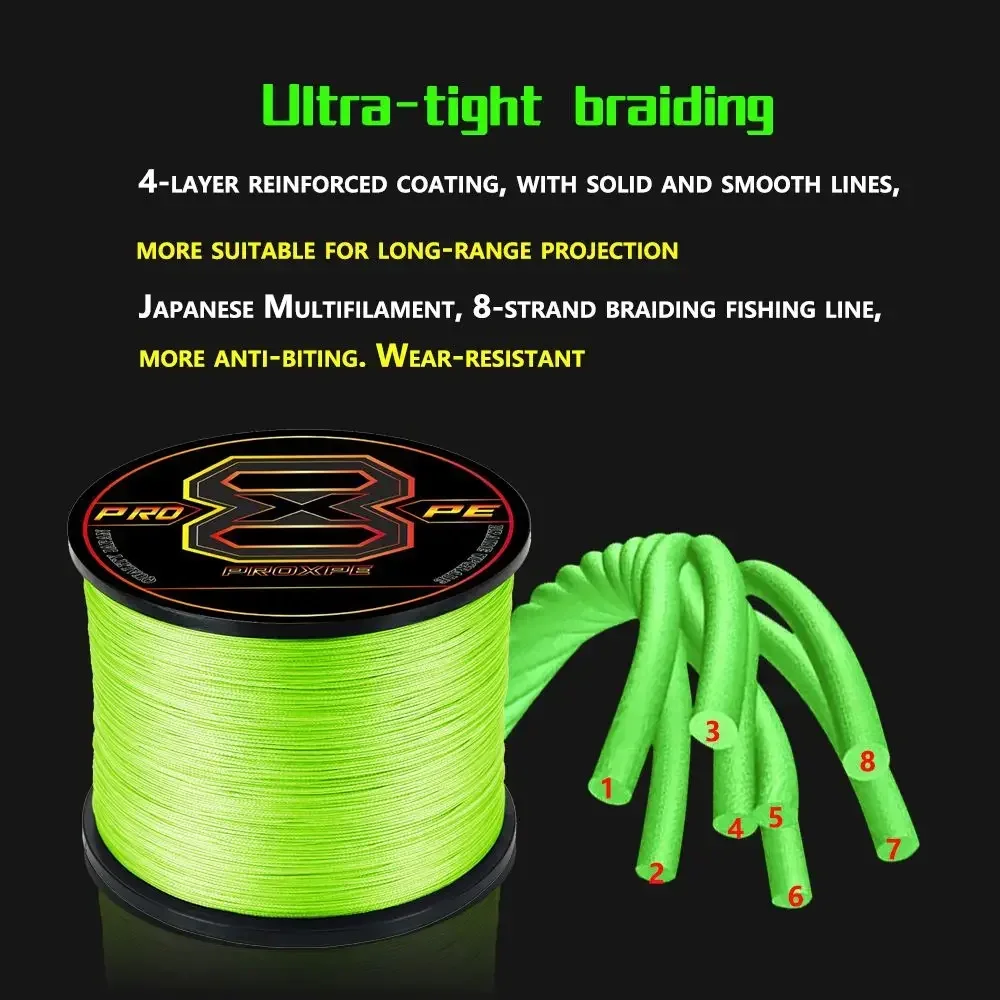 PROXPE-sedal de Pesca de PE de 8 hebras, multifilamento de 300M, 500M, 1000M, para carpa, agua salada, agua dulce, aparejos japoneses súper fuertes - imagen 4