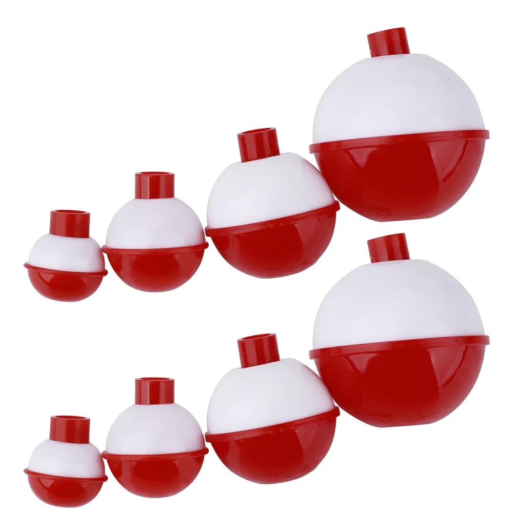 FTK 8 unids/set Bobbers de pesca ABS duro rojo/blanco mezcla de tamaños Slip Bobbers botón de empuje boya redonda flotadores accesorios de aparejos de pesca - imagen 3