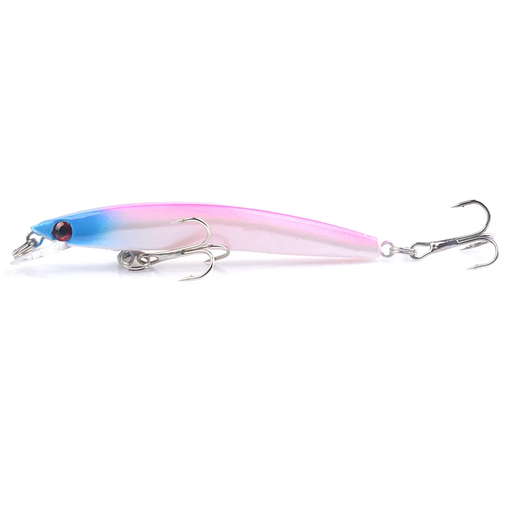 Wobbler Minnow cebo Artificial de plástico duro flotante, señuelo de pesca, aparejos de lubina, ojos 3d, Topwater, 2 anzuelos, Crankbait, 1 unidad - imagen 4