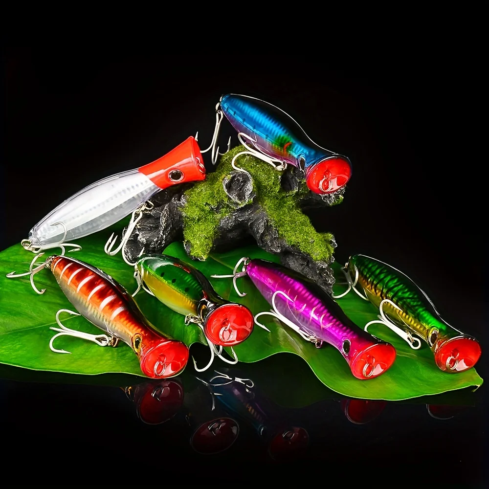 Aorace 6 uds Señuelos De Pesca Popper 40g 83g gran Popper señuelo De agua superior Isca cebo duro Artificial aparejos De Pesca Articulos De Pesca - imagen 5