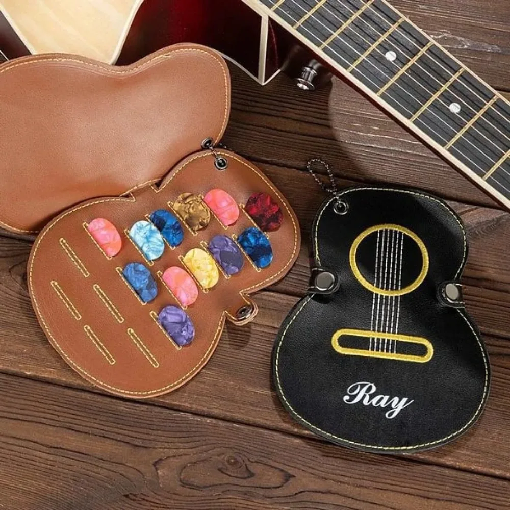Estuche protector para púas de guitarra de gran capacidad, Clip para púas de guitarra duradero y sencillo, bolsa para púas de guitarra para personas mayores de PU, guitarra acústica - imagen 4