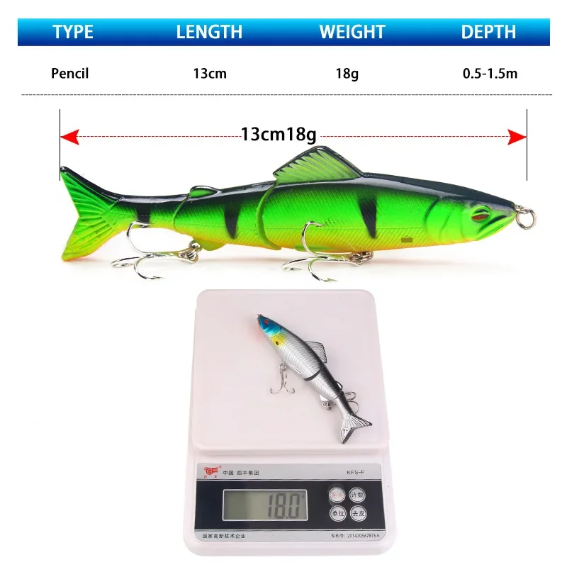 1 cebo articulado Swimbait Wobbler señuelo de pesca 13cm 18g cebo duro Artificial Minnow Crankbait para lubina perca carpa aparejos de pesca - imagen 3