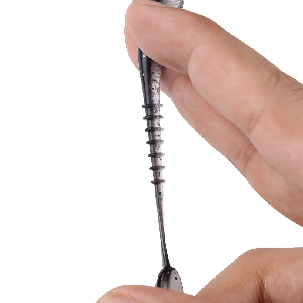 Hengjia 50 unids/lote 4,5 CM pequeño gusano suave Swimbait cola en T cebo de silicona Wobbler aparejos de pesca para carpa lubina Pike - imagen 4