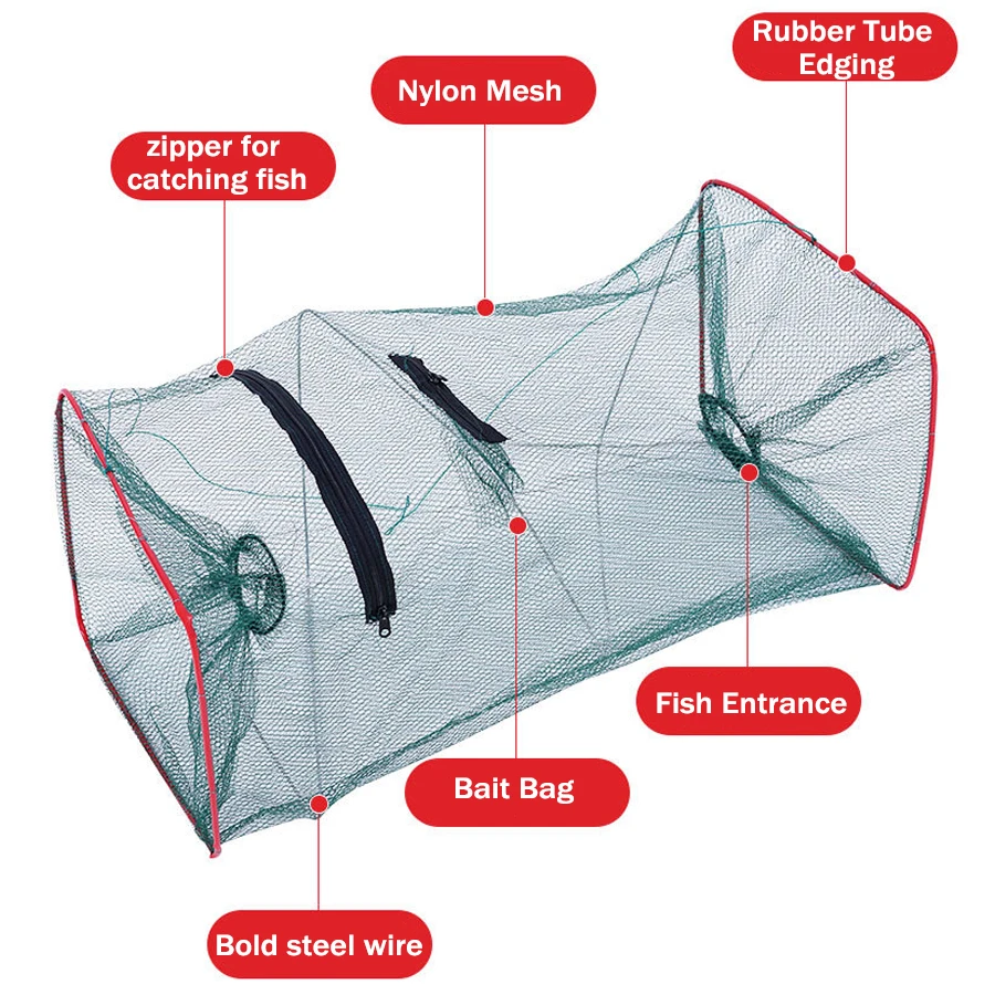 1 Uds. Red trampa de pesca plegable, peces, camarones, pececillos, cangrejos, cebos, trampa de malla fundida, redes de pesca automáticas - imagen 4
