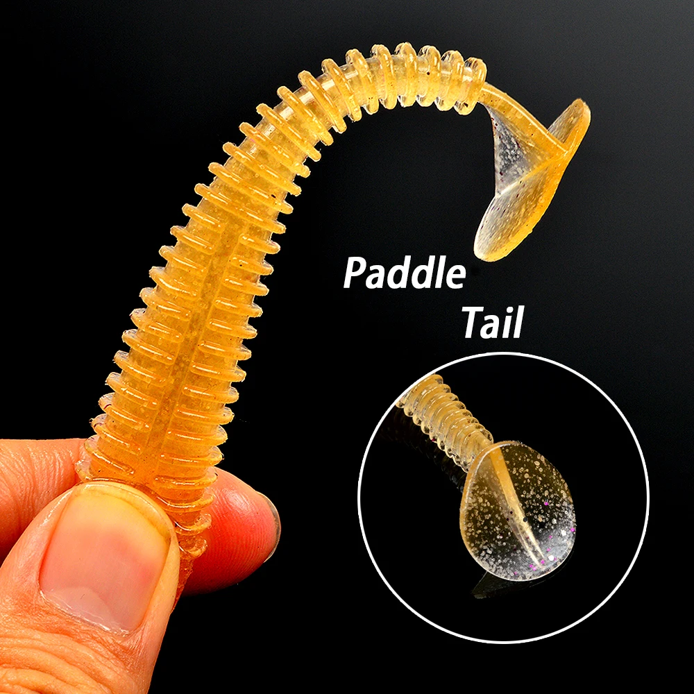 TOLU-señuelo de Pesca suave t-tail, cebo de silicona, 6 colores, 90mm, 7g, 6 unids/lote por paquete - imagen 4