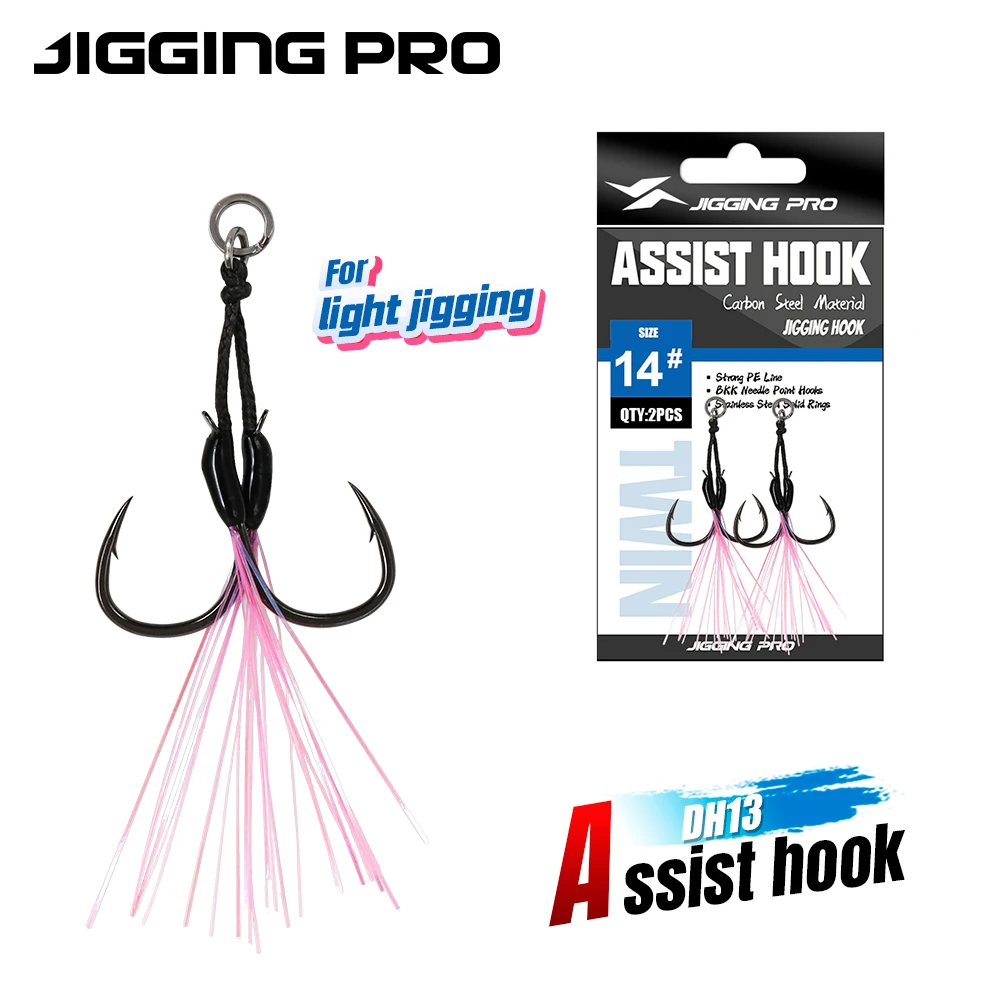 JIGGING PRO 10 #   12 #   14 #   16 #   Gancho de doble asistencia para ganchos gemelos Micro Jig Light Jigging BKK Iseama - imagen 2