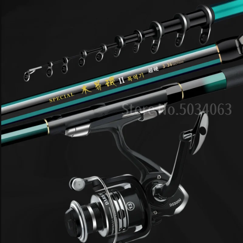 Cañas de pescar de 2,7 m-7,2 m, caña de pescar telescópica ultraligera de carbono de 60T alto para Surfcasting, caña de pescar giratoria en roca, pesca en el mar en la costa, agua dulce - imagen 3