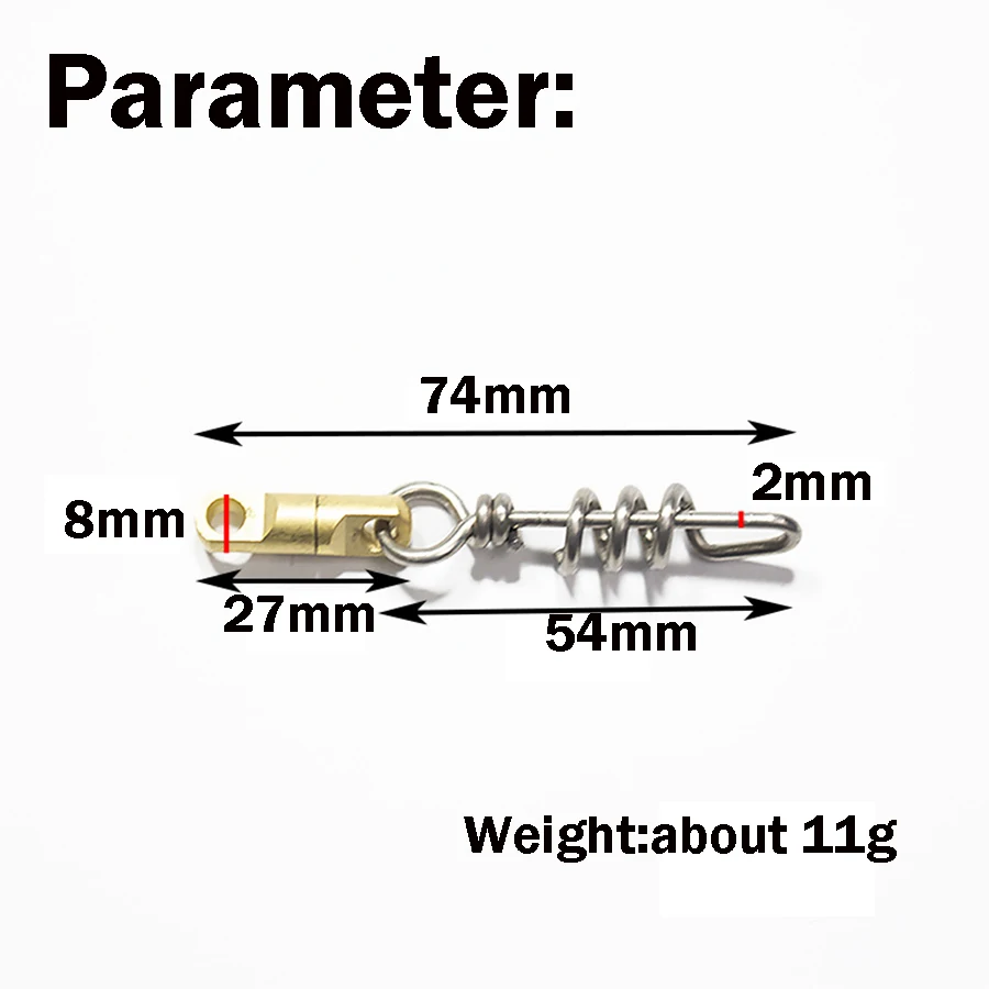 Sacacorchos de pesca giratorios, 12 Uds., conector de juego grande de liberación rápida de alta resistencia, dragado para agua dulce y salada - imagen 2