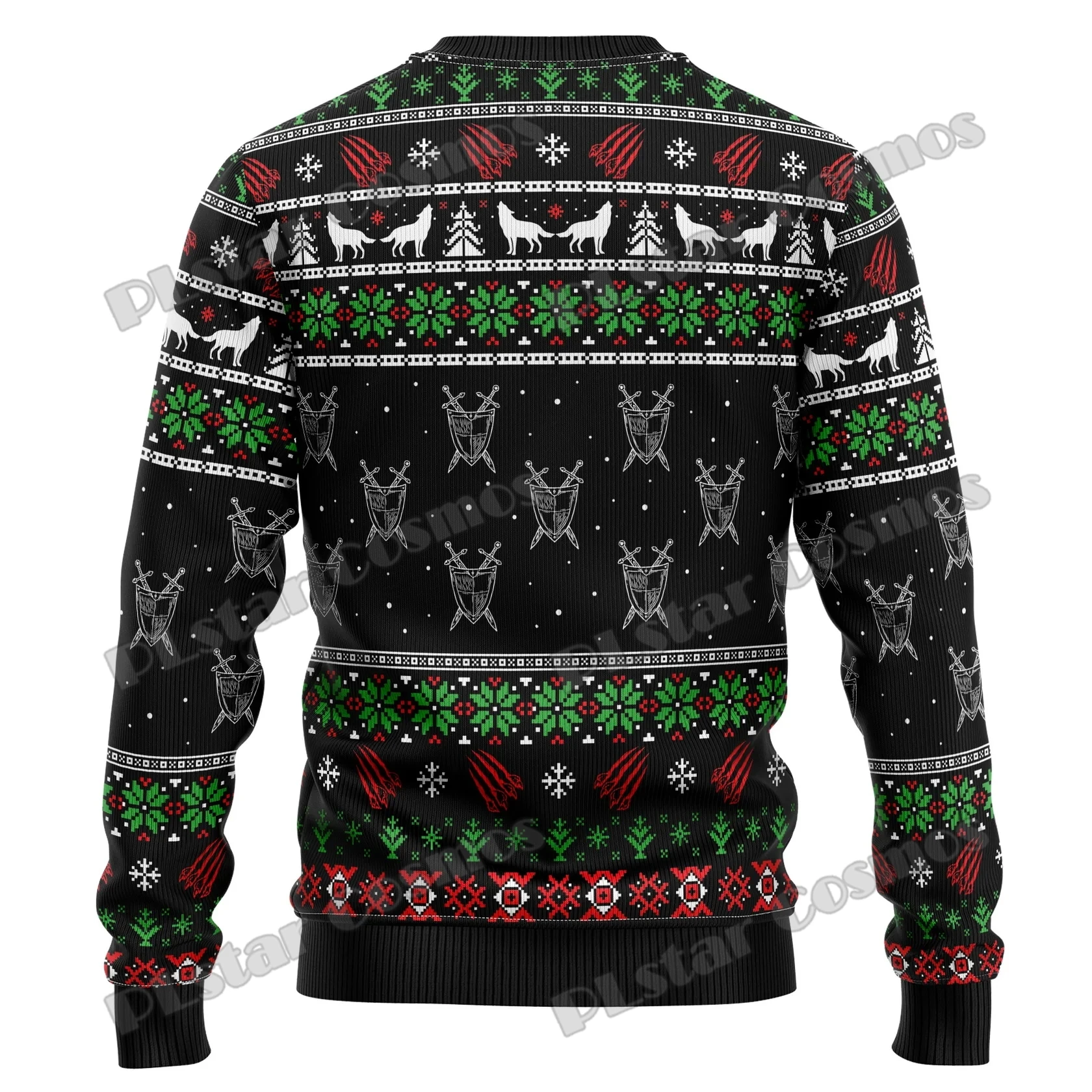 KMY05-suéter de punto informal para hombre y mujer, jersey con estampado 3D de lobo nativo impresionante, suéter feo de Navidad, Otoño e Invierno - imagen 2