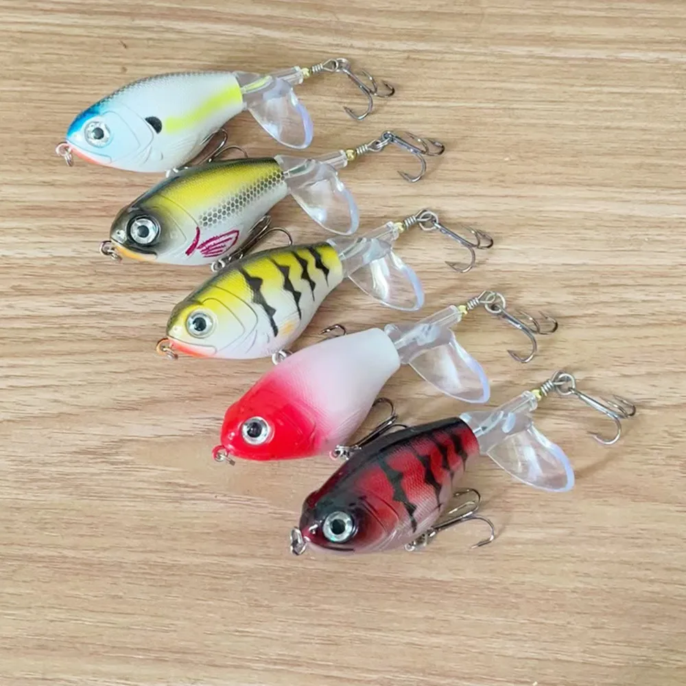 Topwater-Señuelos de Pesca Whopper Popper, 80mm/17g, Isca, cebo Artificial, Plopper duro, cola giratoria suave, aparejos de pesca de Lucio, 1 piezas - imagen 4